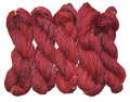 Hand-spun wool: Red wool with sari-silk 1873